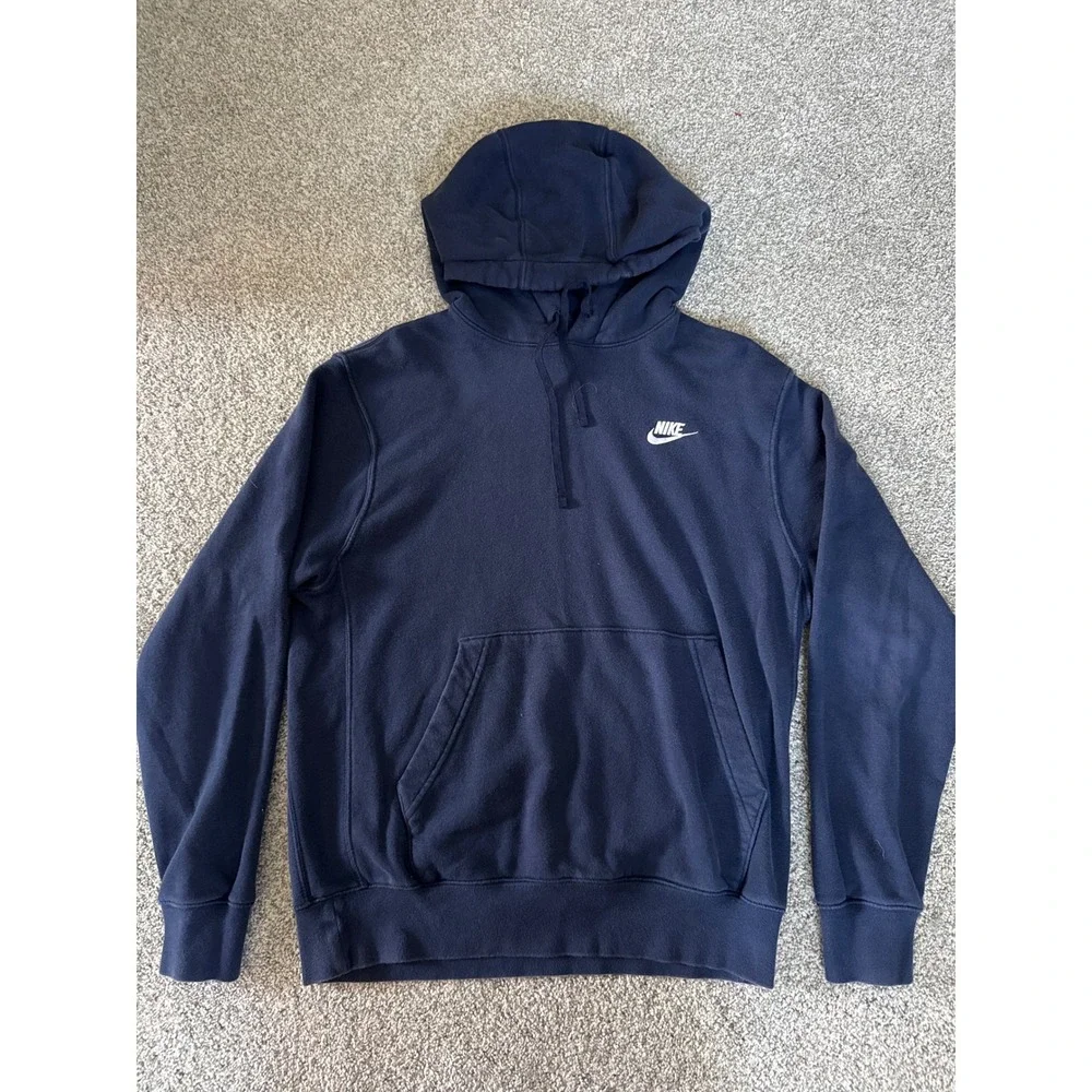 Nike Mens Sportswear Club Fleece Hoodie Navy Blue BV2654-410 Small